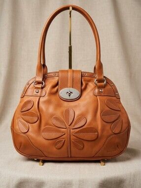 Vintage Y2K Barr + Barr New York Leather floral slouchy hobo shoulder bag